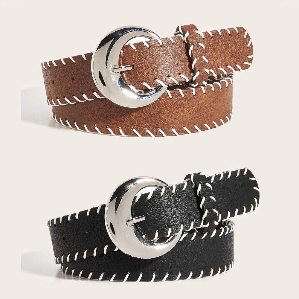 PU Leather Vintage Belt Braided Pope Waist Belt Simple Wide Belt Female/Girls