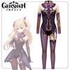 Cosplay Fischl Genshin Costume Print Slimfit Jumpsuit Halloween Gift Polyester