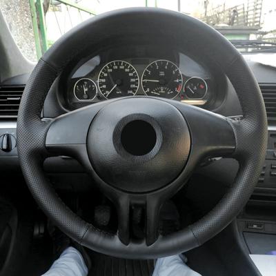 Husa volan auto pentru BMW Seria 3 5 E46 E39 X5 E53 Z3 E36 Impletitura din piele din microfibra perforata cu kituri de ace si fire
