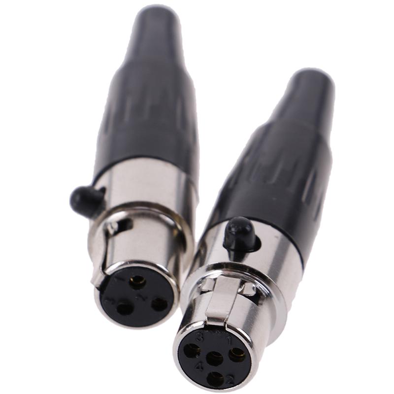 1Pc Mini XLR 3 4 Pin Female Plug Small XLR Audio Microphone Connector for MIC