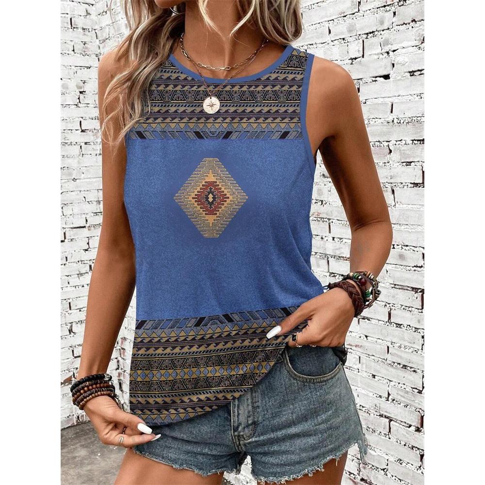 

Женская новая этническая майка без рукавов, 3D принт ловец снов, элегантный жилет с круглым вырезом и открытыми плечами, майка без рукавов в стиле Y2K, женская одежда XL