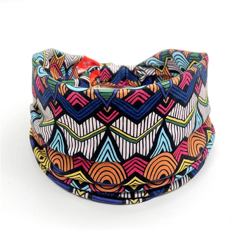 European American Women's Hair Band African Print Pattern Wide Edge Elastic Knot Sports Yoga Headband Women's Headwear Hair