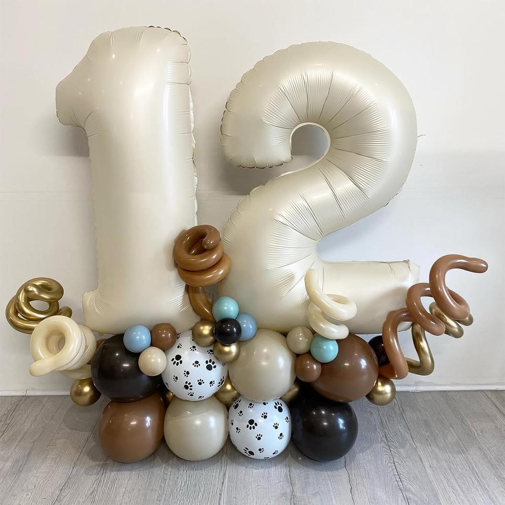 40 Inch Cream White 1 Balloon Numbers, Large Number 1 Balloon Foil Helium Number Balloons, Big 1st Foil Birthday Balloons for Boys Girls 1st Birthday