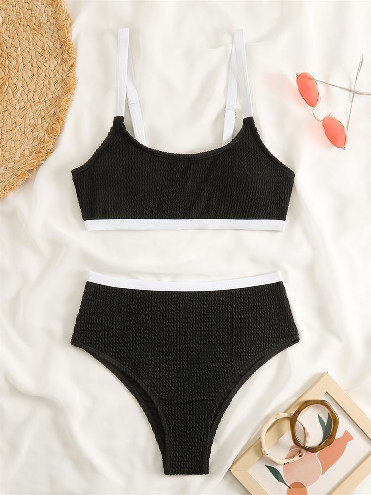 Bikini Damskie Kostium Kąpielowy Wysoki Stan 2024 Nowy Jednolity Zestaw Bikini Seksowne Stringi Strój Kąpielowy Dwuczęściowy Letni Strój Plażowy Kostium Kąpielowy Damski