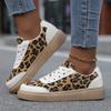 Leopard Print Platform Women's Sneakers Lace-Up Thick Bottom Vulcanize Shoes Woman Canvas Breathable Skateboarding Shoes Ladies