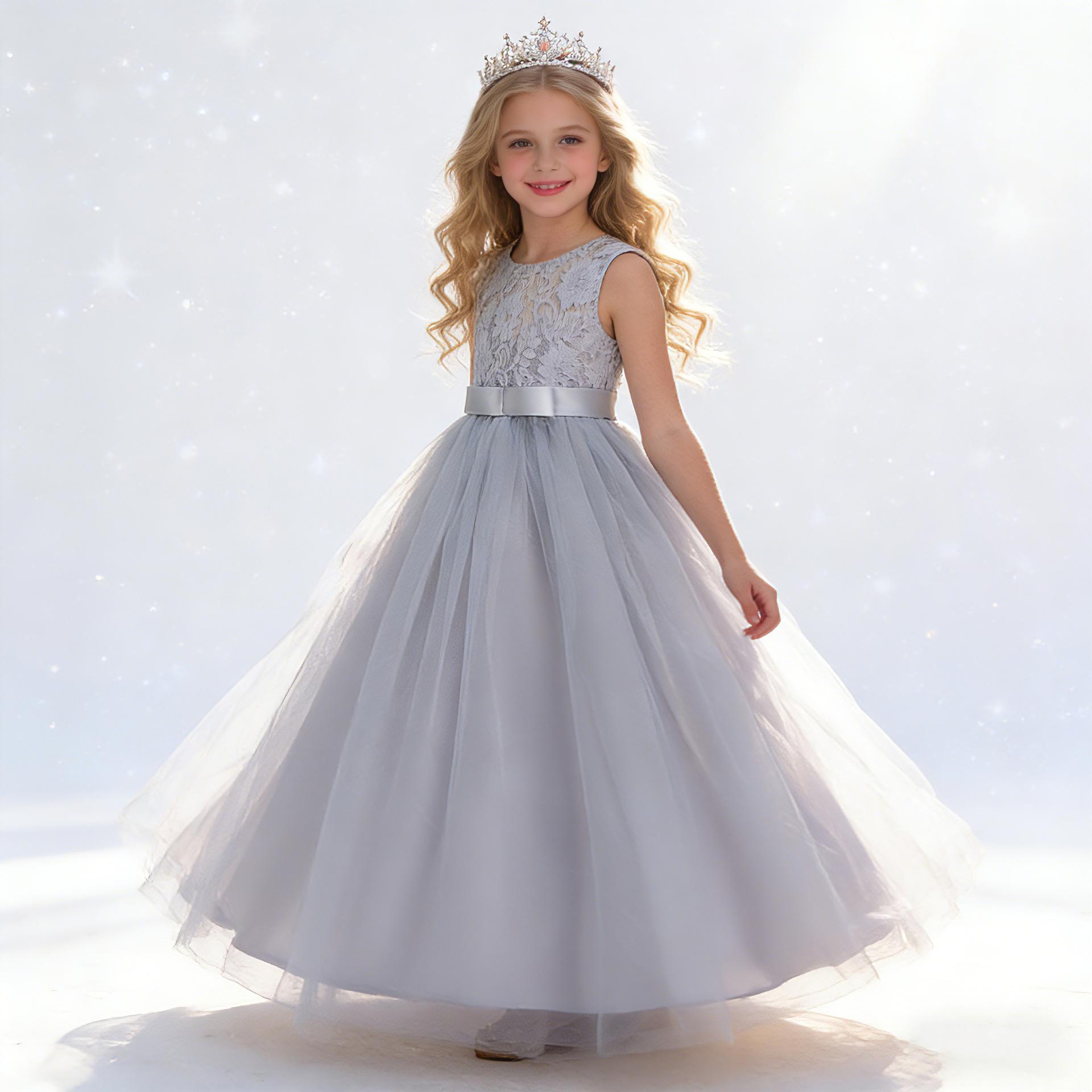 Long Princess Birthday Dress for Girls: Fashionable Dress for Halloween 120cm