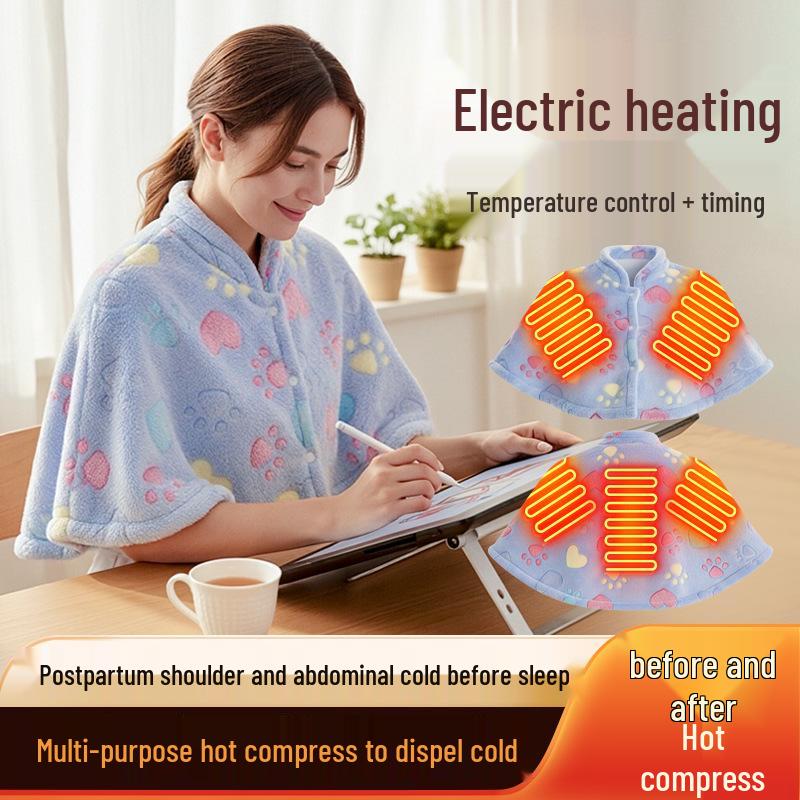 Electric Heated Shawl Blanket: 24-Hour Warmth for Office & Sofa, Washable