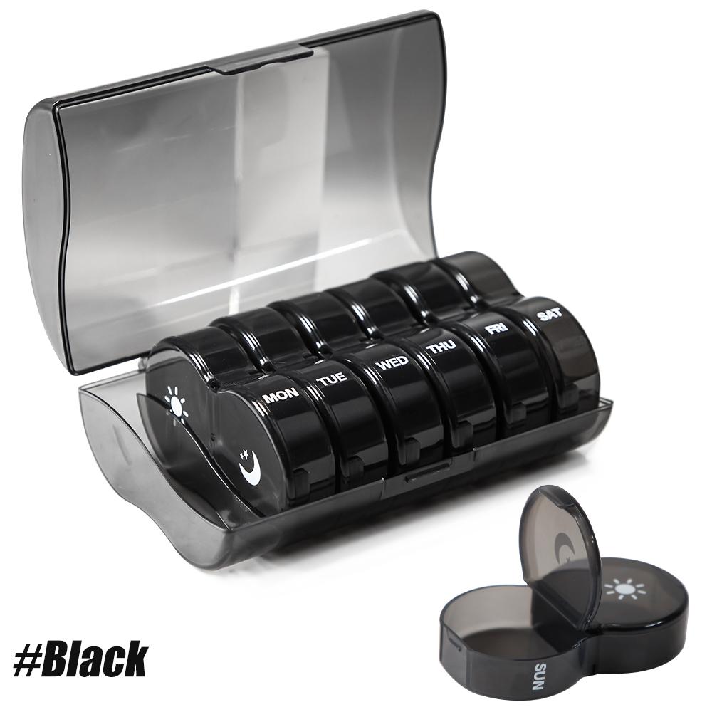 Portable Weekly 7 Days Pill Box Colorful Stackable 2 Times A Day Medicine Organizer Plastic Storage Box