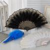 Retro Lace Fan Gorgeous European Style Lolita Feather Folding Fan Dark Gothic Court Dance Hand Fan Gift Wedding Party Decor