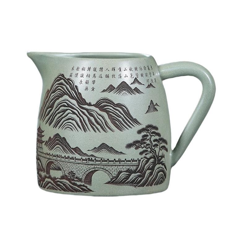 

270ml Yixing Zisha Blue And White Tea Pitcher Divide Tea Cha Hai Dispenser Justice Cup Dahongpao Fair Mug Drinkware Supplies Cha