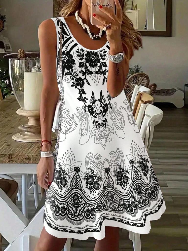 New Summer Casual Comfortable Round-neck Pullover Sleeveless Dress for Women