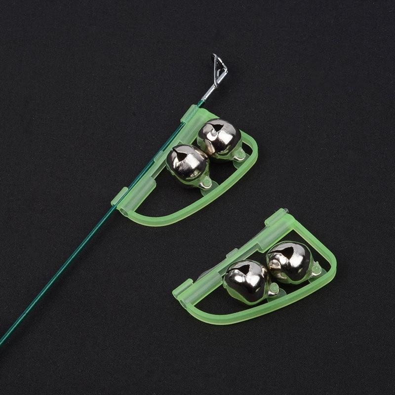 Luminous Arched Fishing Alarm with Twin Bells Fishing Bite Alarm Indicator Clip On Sea Fishing Rod Tip