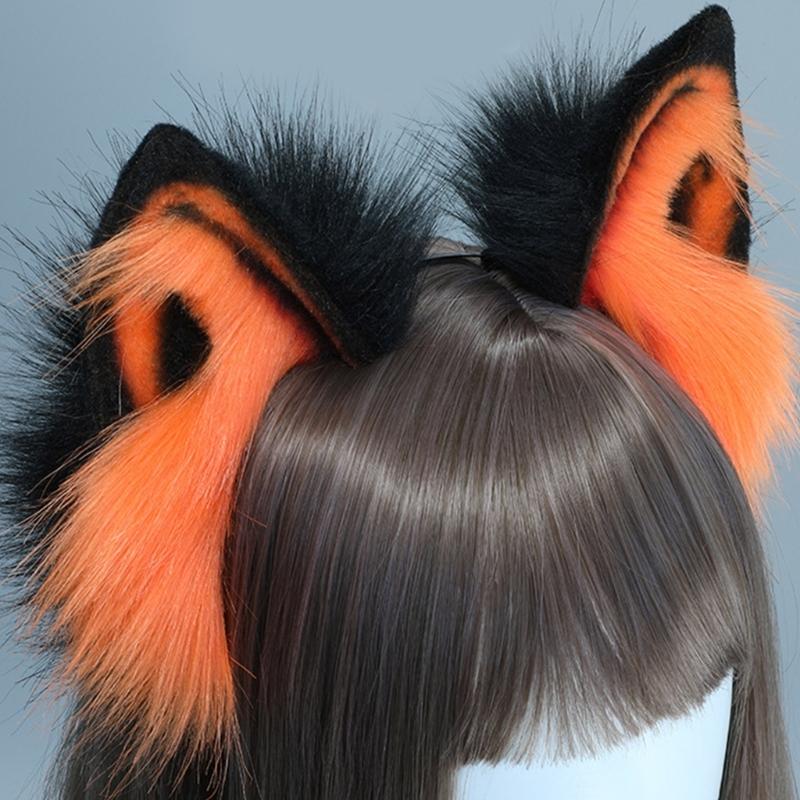 Lovely Women Students Photoshoot Hairband Cartoon Wolf Ears Shape Headbands Color Matching Hair Styling Hair Hoop