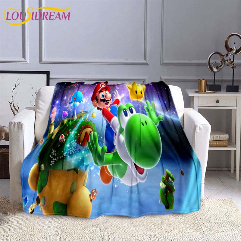 Mario Bros Fashion Blanket Anime Flannel Bed Throw Blanket Soft 3D Printed Cartoon Coverlet Sofa Travel Camping Children Blanket