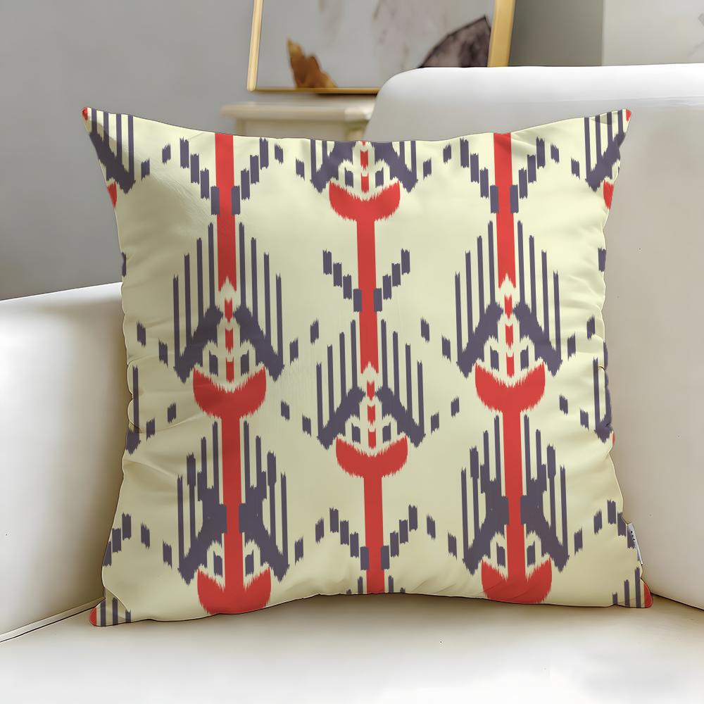 Classic Pattern Native Fabric Pattern Cushion Cover Soft & Easy-Wash Pillow Case – Versatile for Couch, Bed, Travel and Office