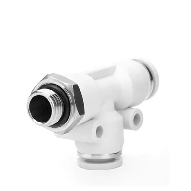 G-Thread Pneumatic Quick Connect T-Type Fitting with Seal Ring, 3-Way, PD-G Series 4/6/8/10-G01/02.