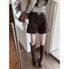 2026 Autumn Plus Size Women's High-Waist Wool Suit Shorts - Loose Bootcut Style
