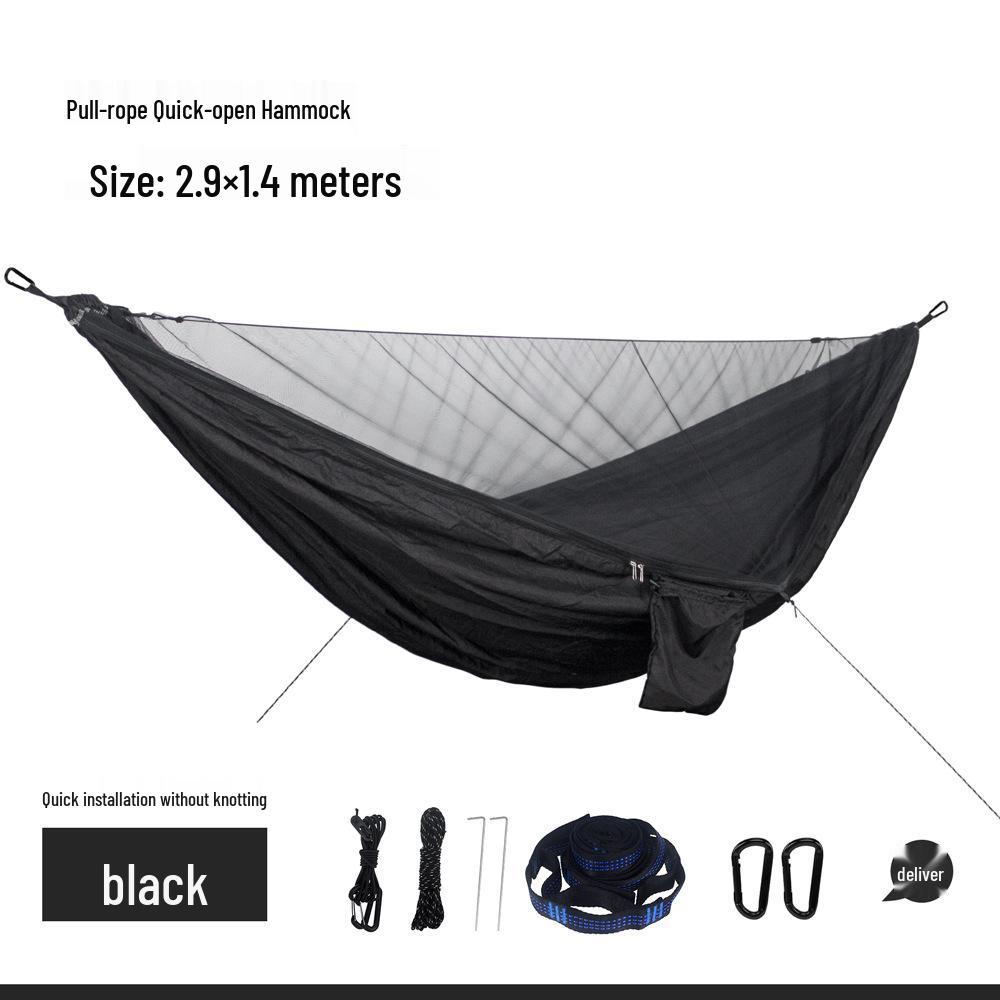 Army Green Quick Open Mosquito Net Hammock - Durable Nylon Outdoor Gear
