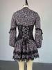 2024 Summer Sweet Print Waist-Cinching Long-Sleeve Lace Dress for Women