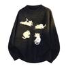 Pullovers Long Sleeves Sweaters Unisex Sweater Spring Autumn Kitten Tie-dyed Retro Couples Paragraph Knitted Bottoming Jumper Round Neck Wool Jumper