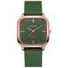 Rose Gold Silicone Strap Square Quartz Watch for Women and Students