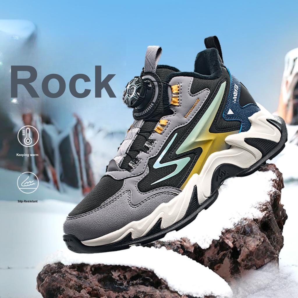 Anta Kids Trendy Fashion Thickened Warm Non-Slip Durable Low-Top Casual Shoes Kids Casual Shoes Black Gray A12446933-2