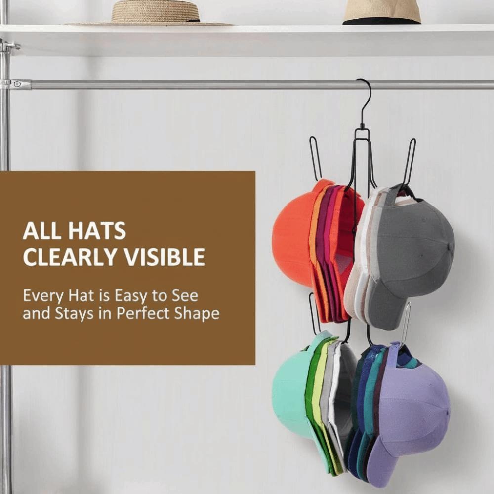 4 Hooks Baseball Cap Organizer Rotating Top Hook Hat Display Shelf Hanging Hat Rack  Bedroom