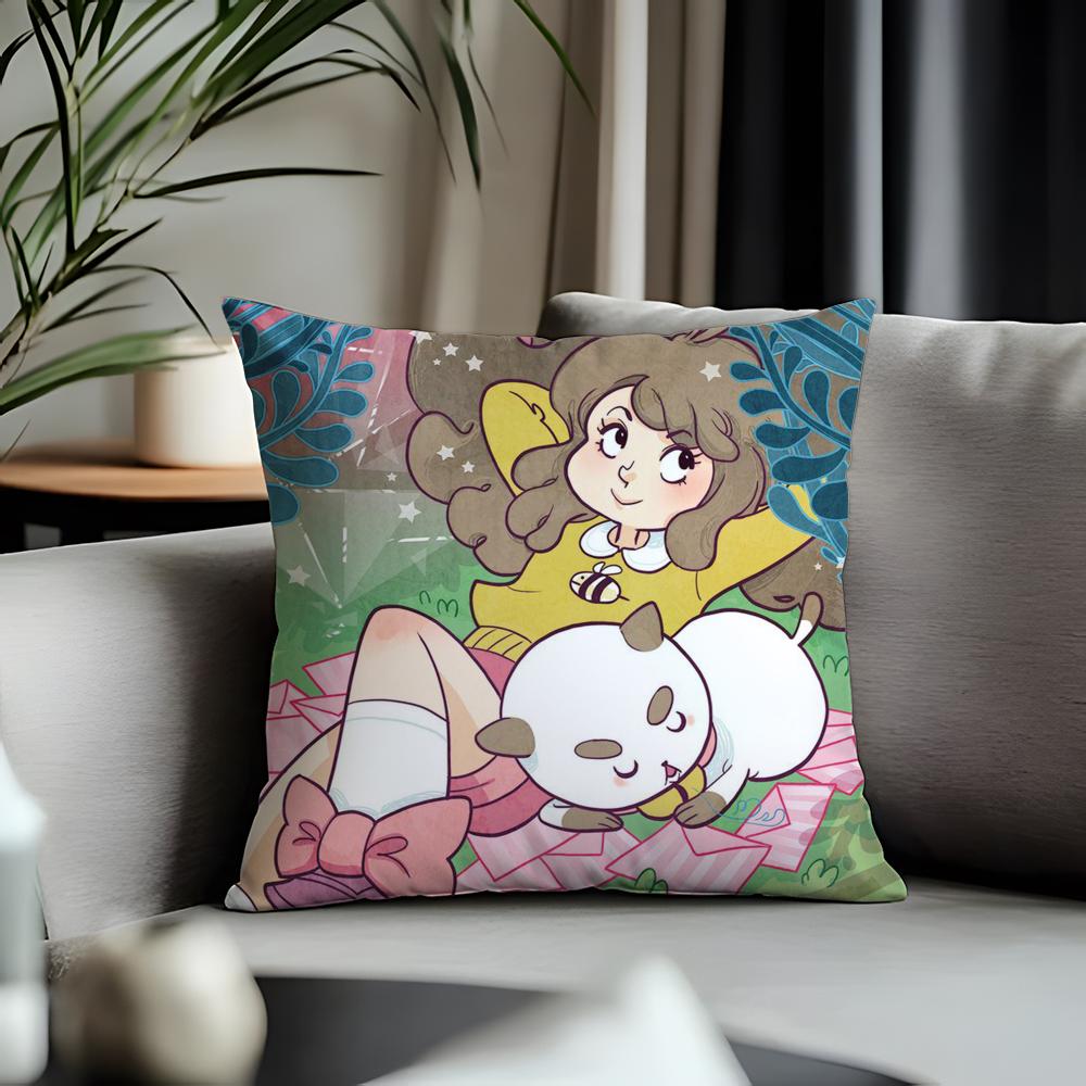 Hot BBbee and Puppycatied Cushion Cover Antidustmite Pillowcase Invisible Zipper Silky Short Plush Sofa Cushion Cover