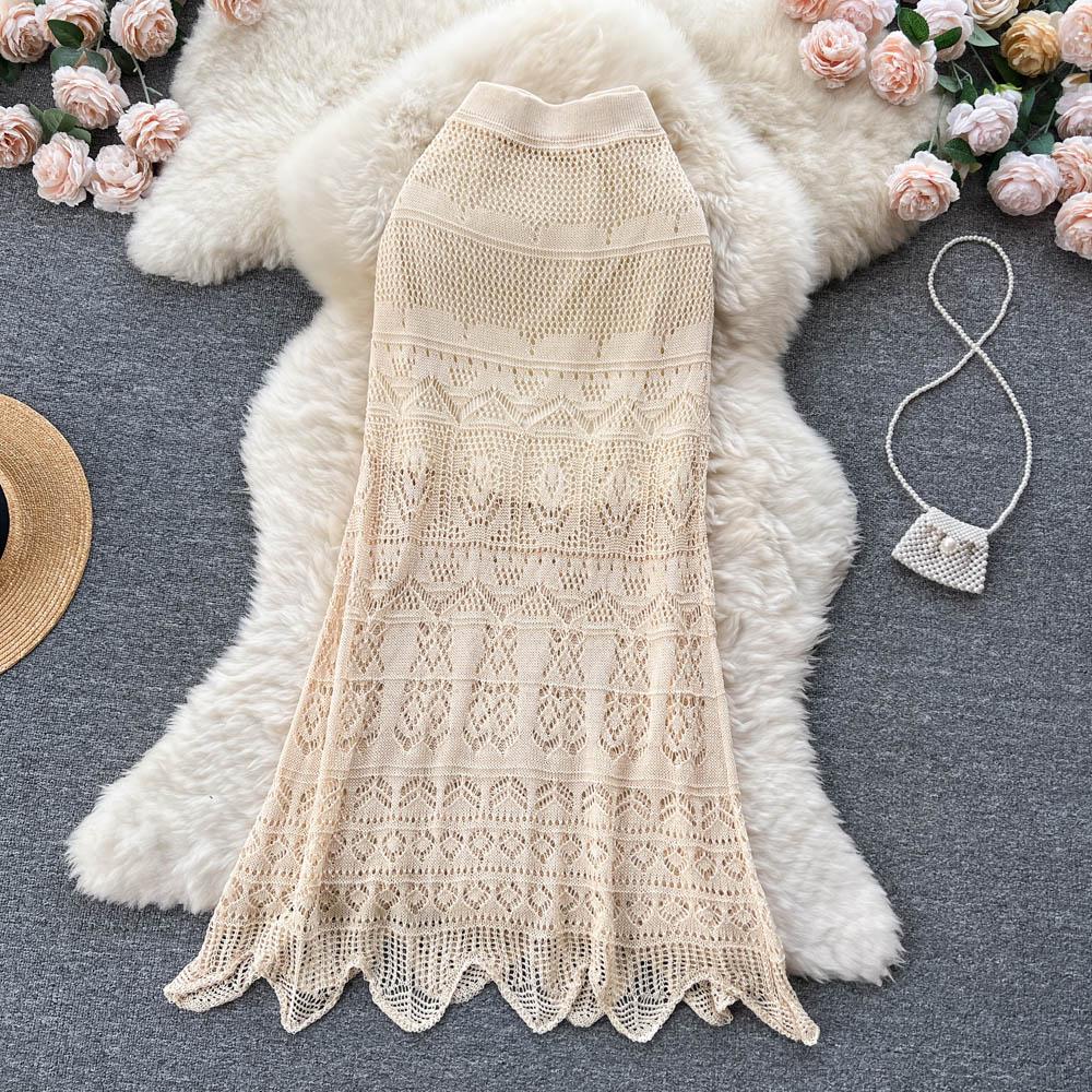 Autumn and Winter New Korean Medium-length Paragraph Elastic Hip Hook Flowers Wisp Niche Irregular Half-body Skirt