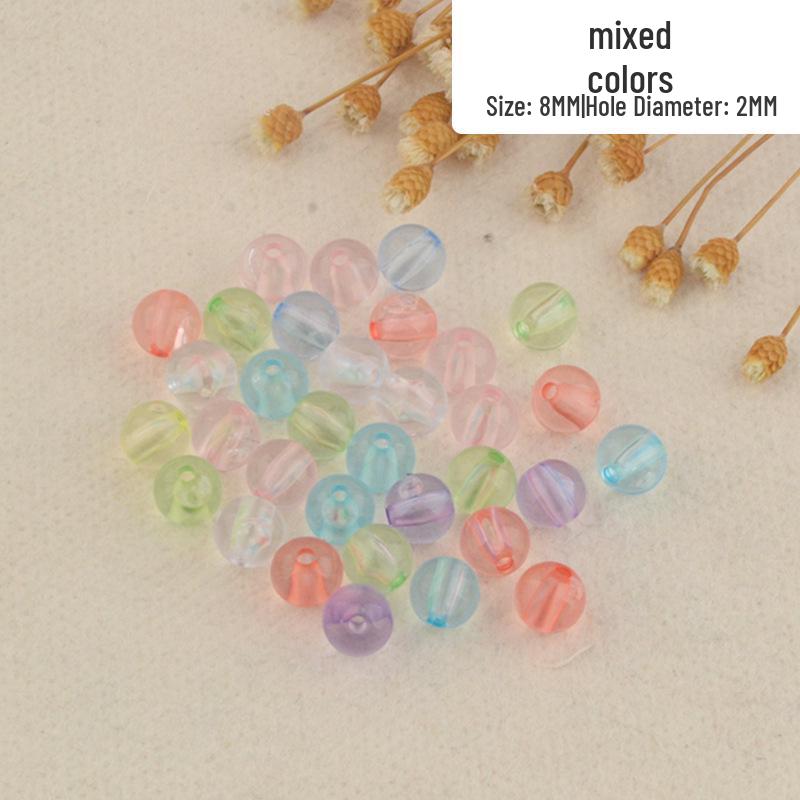 Perforated Transparent Round Acrylic Beads: Solid Color Crystal Resin Beads for DIY Beading Projects