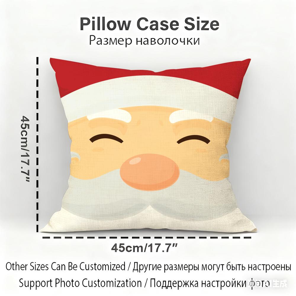 Christmas Elements Cushion Cover Household Decoration Linen Sofa Cushion Cover: Skin-Friendly & Breathable With Invisible Zipper
