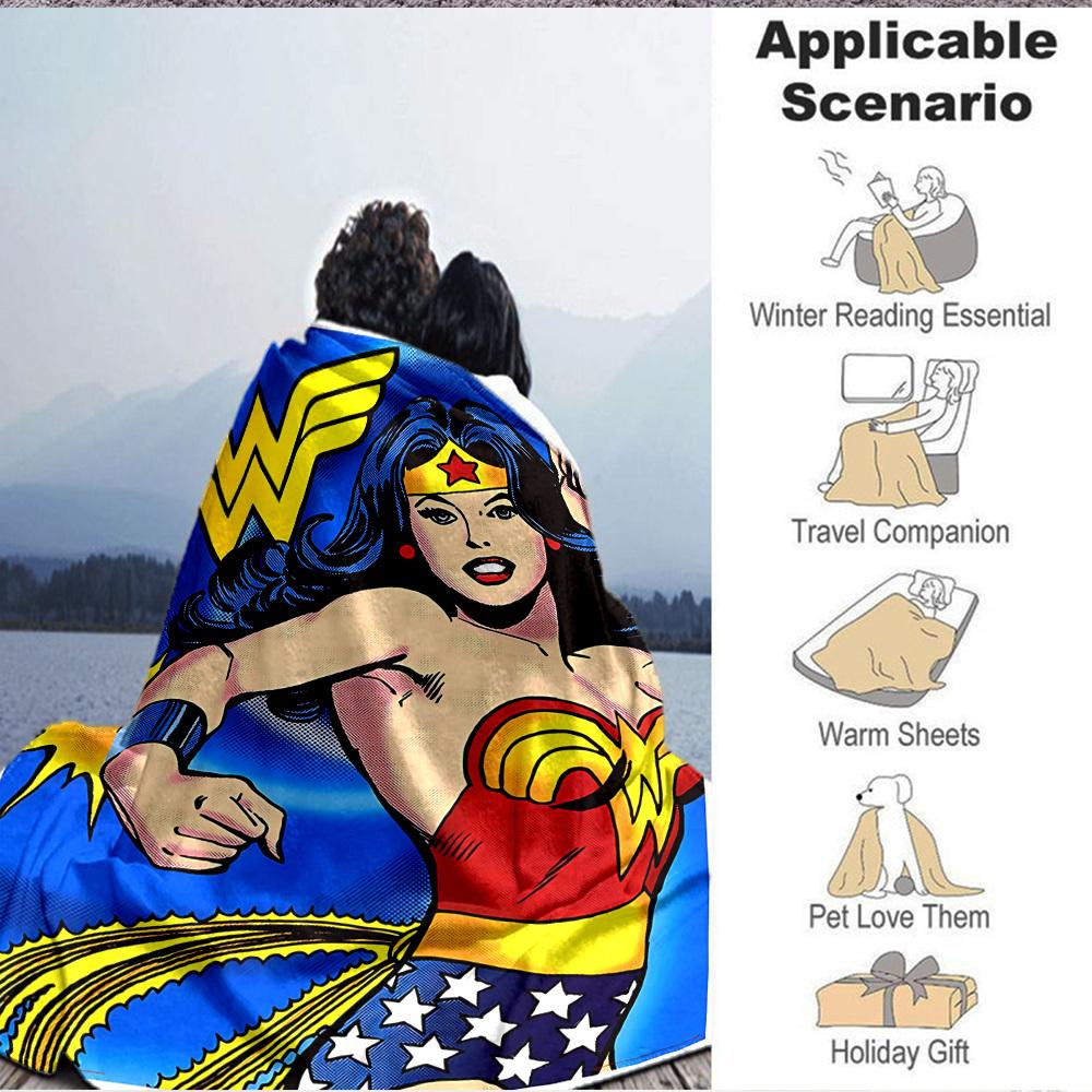 1ks Wonder Woman, Superhrdinská deka Polyesterové vlákno, Celoroční pohodlí na pohovku, Postel, Kancelář, Auto, Kempování Ideální domácí dekorace a dárek, Pohodlí v kanceláři