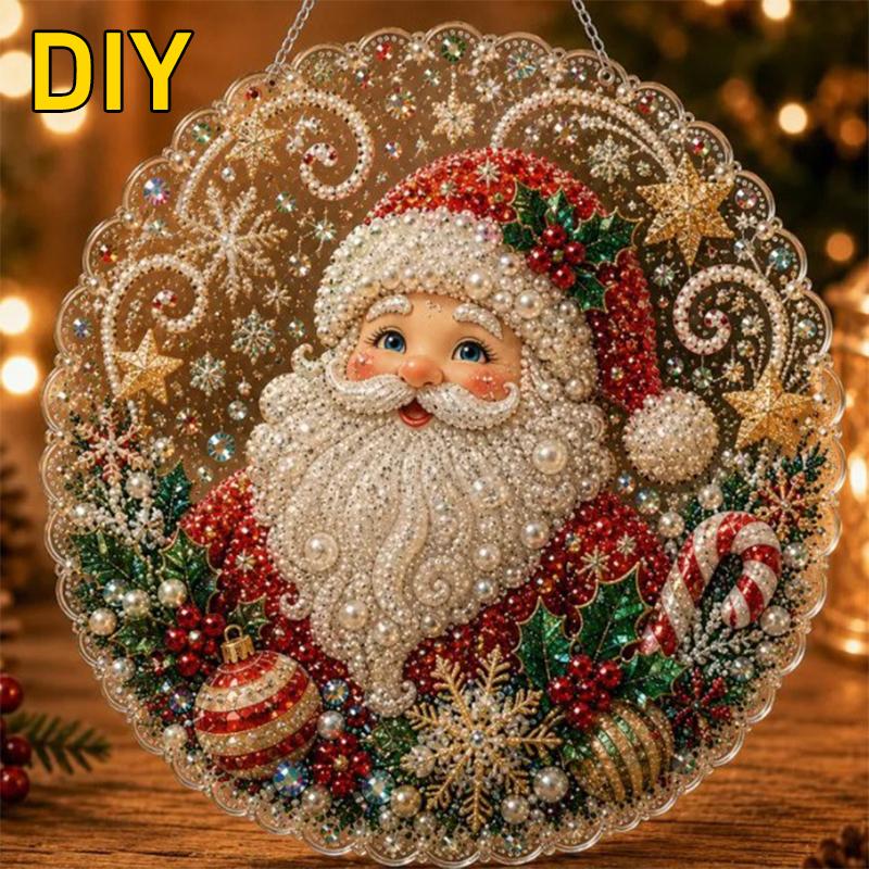 Perlen Diamantmalerei Sonnenfänger Set Bastelset Acryl Runde Platte mit Spitzenrand Perlen Basteln Weihnachten Diamantmalerei
