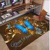 Butterfly Theme Soft Crystal Velvet Rug Custom Name & Text Print Non Slip Floor Rug for Bedroom Living Room
