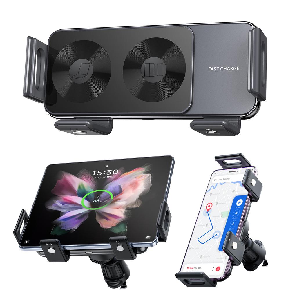 Wireless Car Charger Fast Charging Phone Car Mount Car Phone Holder for Samsung Galaxy Z Fold 5/4/3/2/S24 iPhone 15 Pro Google