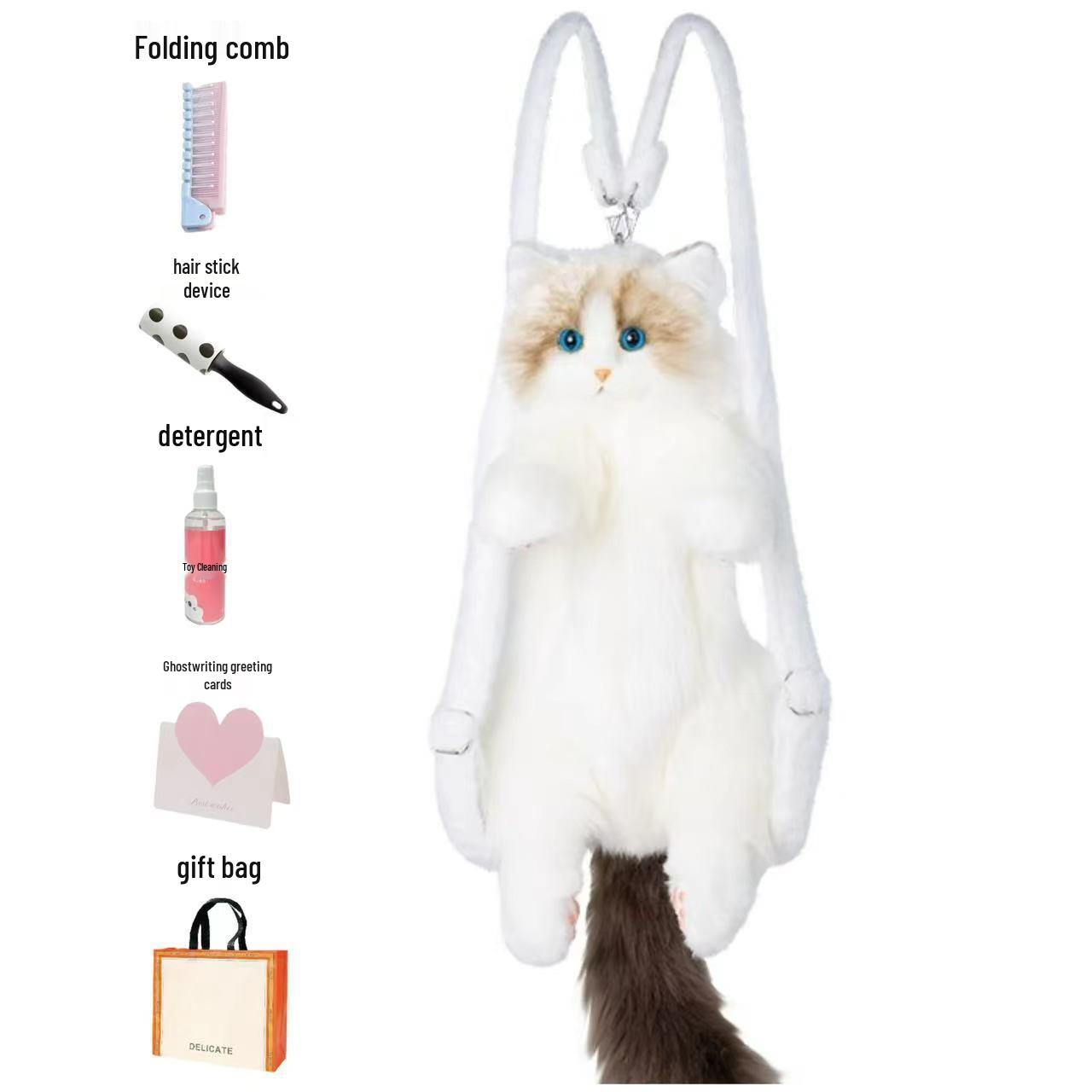 

Adorable Ragdoll Cat Plush Backpack - Comfort Doll & Birthday Gift for Girls