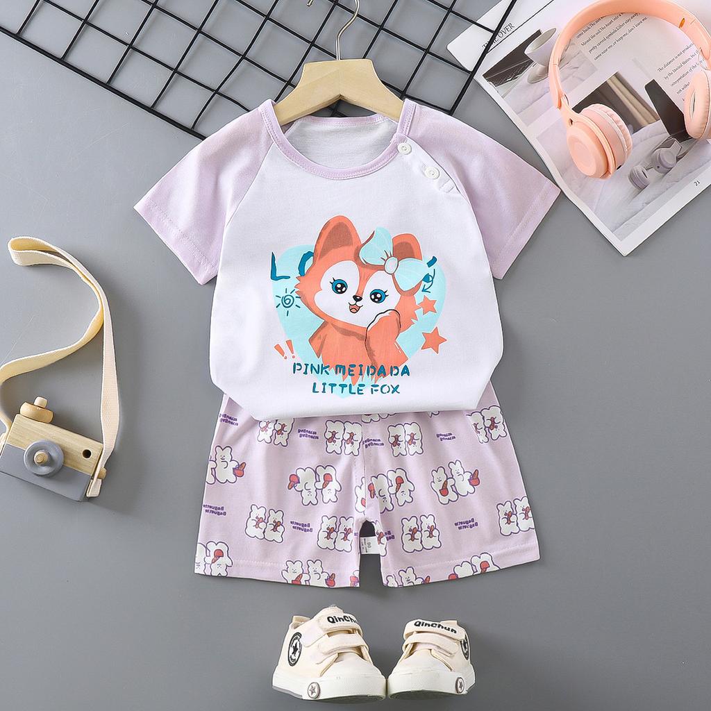 Children's Short-sleeved Suit Pure Cotton Girls Summer Clothes Boys T-shirt Baby Baby Clothes