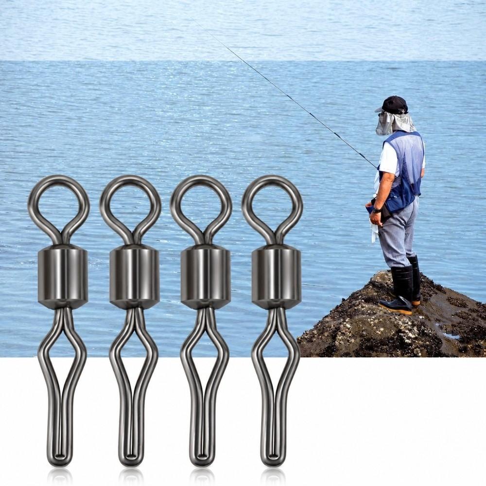 100PCS Side Line Clip Rolling Swivels High Strength Drop Shot Swivels Fishing Swivels  Carp Fishing