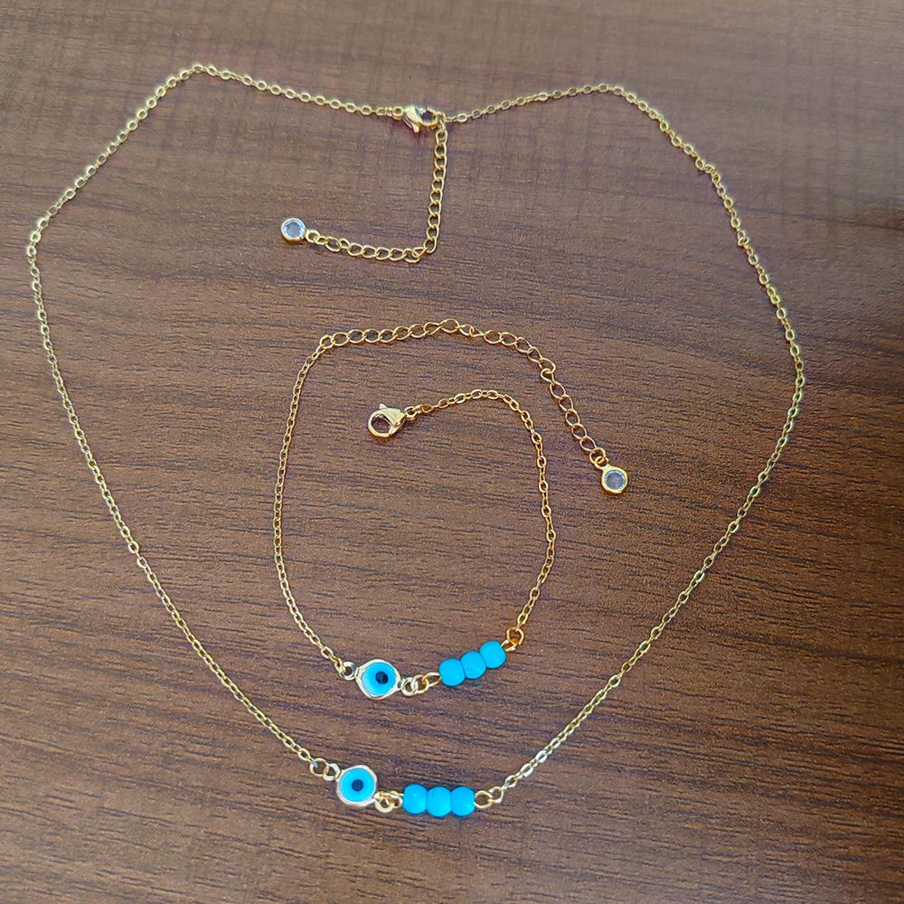 18K Gold Stainless Steel Turquoise Evil Eye Patchwork Bracelet