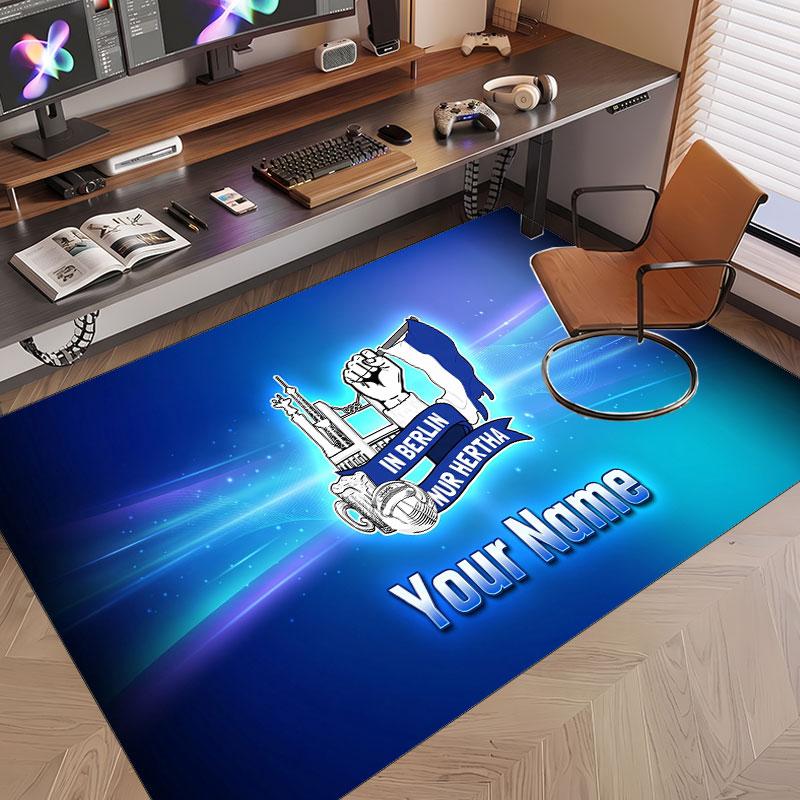 Custom Rug hertha bsc Pattern Print Name Text Soft Non‑Slip Floor Carpet for Home Indoor Decoration