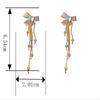 Fashion Long Tassel Butterfly Earrings Shiny Crystal Sweet Bowknot Tassel Earrings Zircon Drop Earrings Women Jewelry