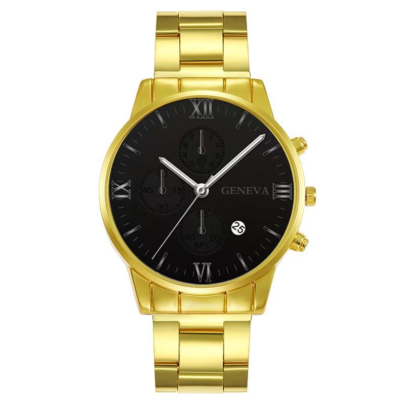 Men's Watch Fashion Three-eye Calendar Pattern Steel Belt Men's Watch Men's Watch Quartz Watch