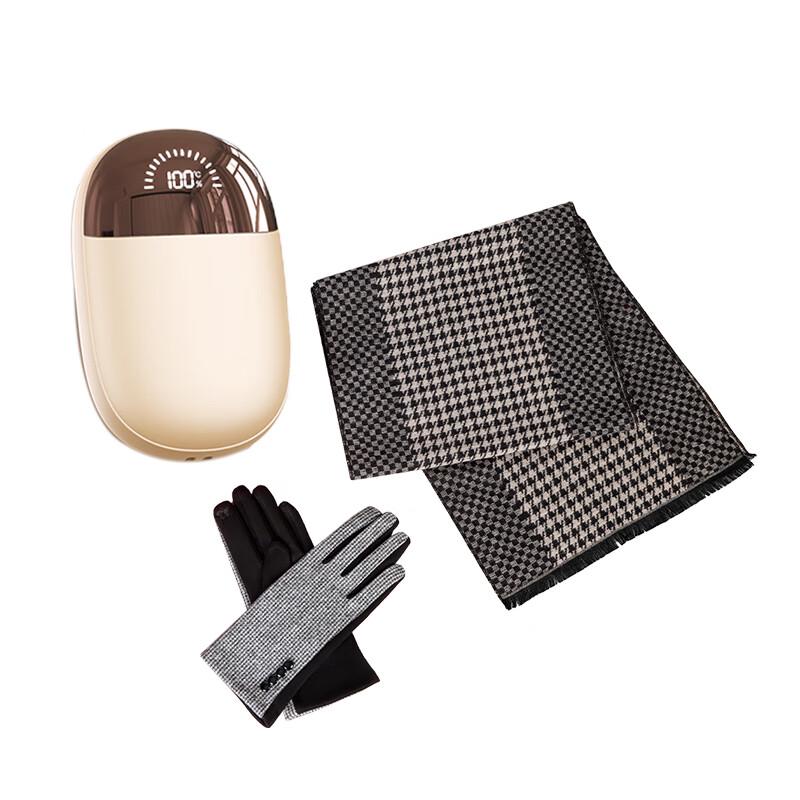 Women's Scarf Gloves & Hand Warmer Power Bank Set