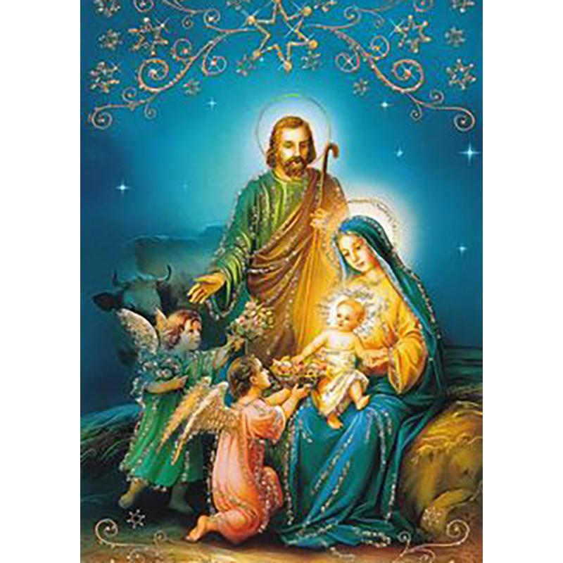 DIY 5D diamantmaleri helrundt borekorsstingsett Diamantbroderi Religion Mosaikk Portrett Hjemmedekor Veggkunstgave