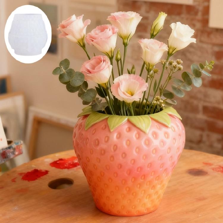 Planter Molding Tool Heat Resistant Silicone Mould for Making Strawberry Shaped Plant Container Flower Pots Mold