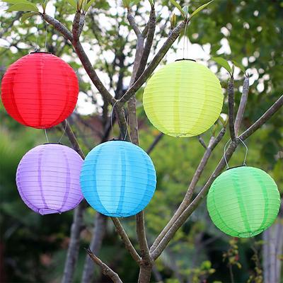 12 Inch Waterproof Solar Powered Lanterns Chinese Lantern LED Lamp Outdoor Decoration Balls Light Solar Lantern Party Decoration