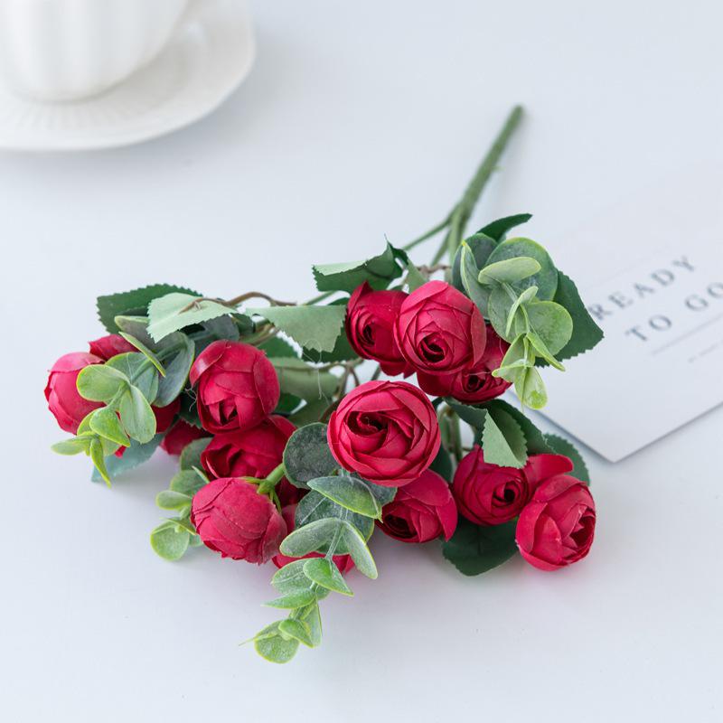 

Изысканный букет из эвкалиптовых роз и бутонов камелии - Искусственные цветы для домашнего и свадебного декора