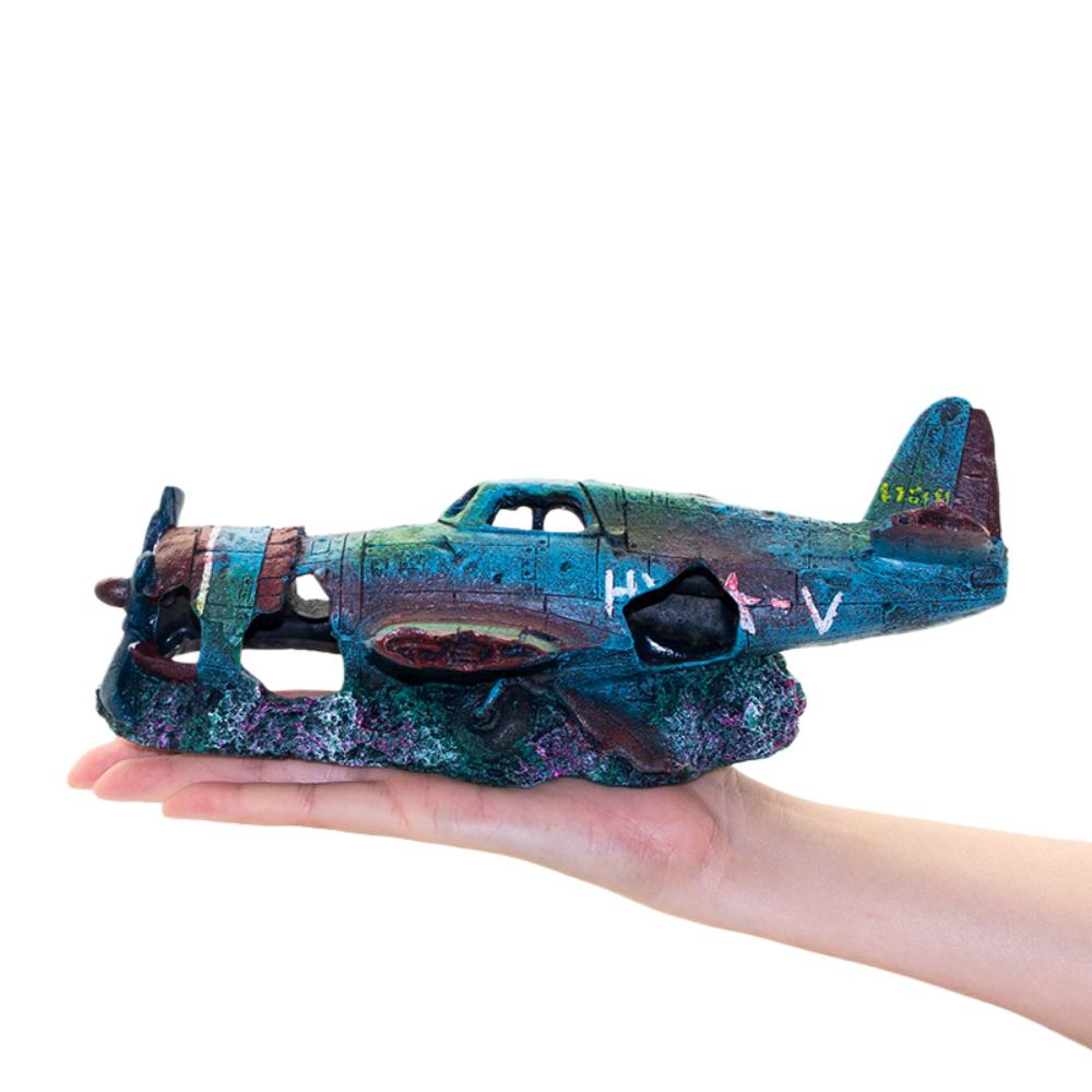 

Creative Fish Tank Landscaping Aquarium Accessories Fish Shrimp Avoiding Houses Fighter Jet Resin Crafts Aquarium Decorations синий