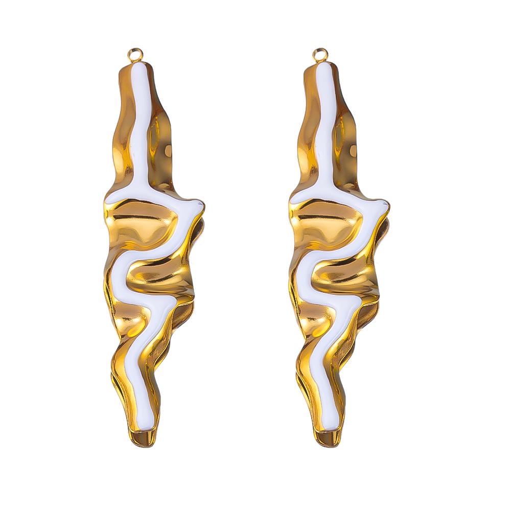 2pcs Punk Black Enamel Stainless Steel Pendant Necklace Charms Base Gold Plated Earrings Material DIY Bracelets Jewelry Findings
