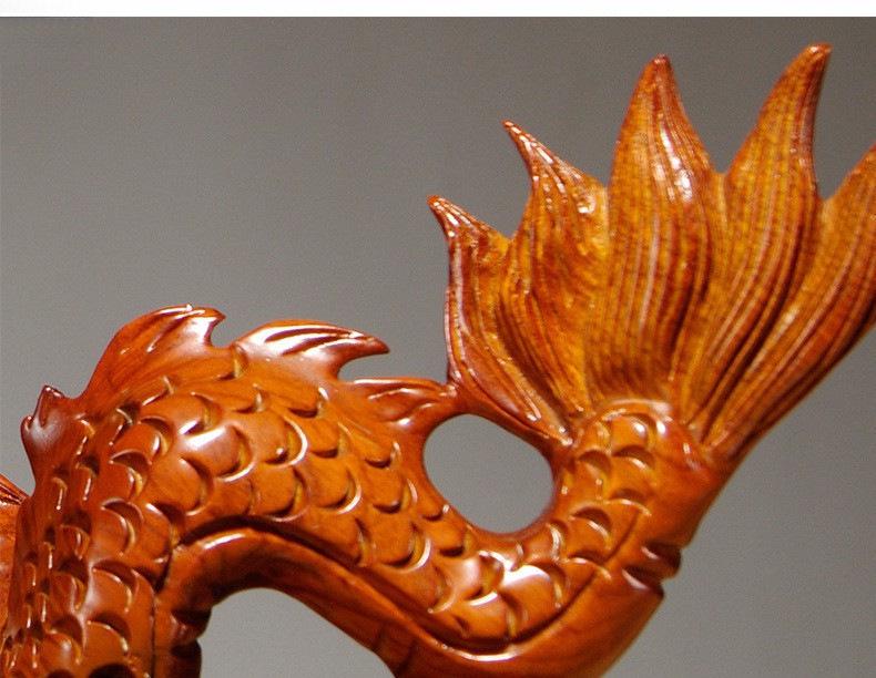 Solid Wood Dragon Ornament - Zodiac Dragon Home Décor Gift